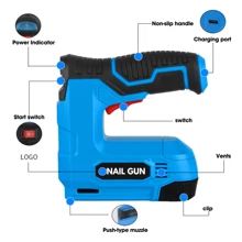 2-In-1 Cordless Nail Gun, 3.7V USB Powered Lithium Battery, Portable Electric Straight & Staples Tool For Woodworking, DIY, Home Renovation, Indoor Use, With Attached Accessories, 1500mAh Rechargeable Battery