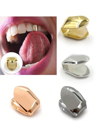 1pc Glossy Hiphop Single Tooth Decor, Personalized Side Tooth Accessory, Suitable For Unisex Everyday Wear