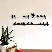 Set Of 2 Black Metal Bird Wall Art - Decorative Indoor/Outdoor Garden Sculptures, Easy-To-Hang Home & Entryway Accents, No Power Required