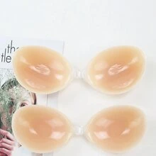 1 Pair Of Apricot Color Rotundity Women's Push Up Silicone Bust Patch Overseas Cordless Invisible Lingerie Teddy Lace Patch,Sticky Bra For Breast Lift Pasties Nipple Covers Invisible Silicone Adhesive Bra Petals Stick On Bra Strapless Bar Push UpBra Backless Bra Sticky Bra Seamless Bra No Show Bra