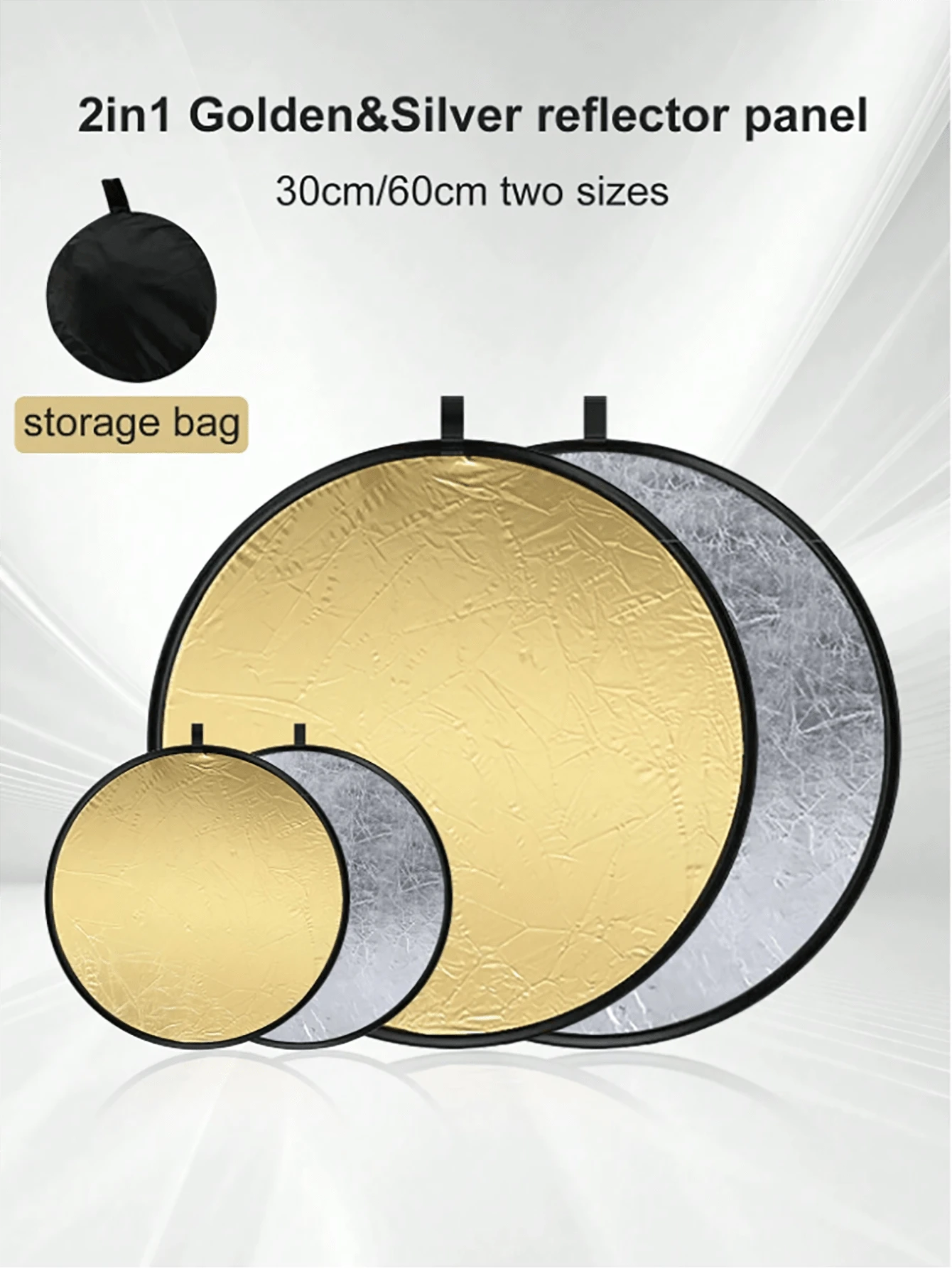 Reflective Board 30CM/60CM 2-In-1 Gold Silver Mini Portable Photography Reflector, Foldable Outdoor Shooting Light Filling Panel Portrait Shooting, Photography Fill Light Reflector, Portable And Foldable, Selfie Outdoor Shooting Props - Multicolor - View 1