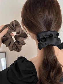 3pcsWomen Satin Scrunchie, Elegant Silky Hair Ties, Minimalist Solid Color Shiny Hair Accessories For Ponytail And Everyday Use