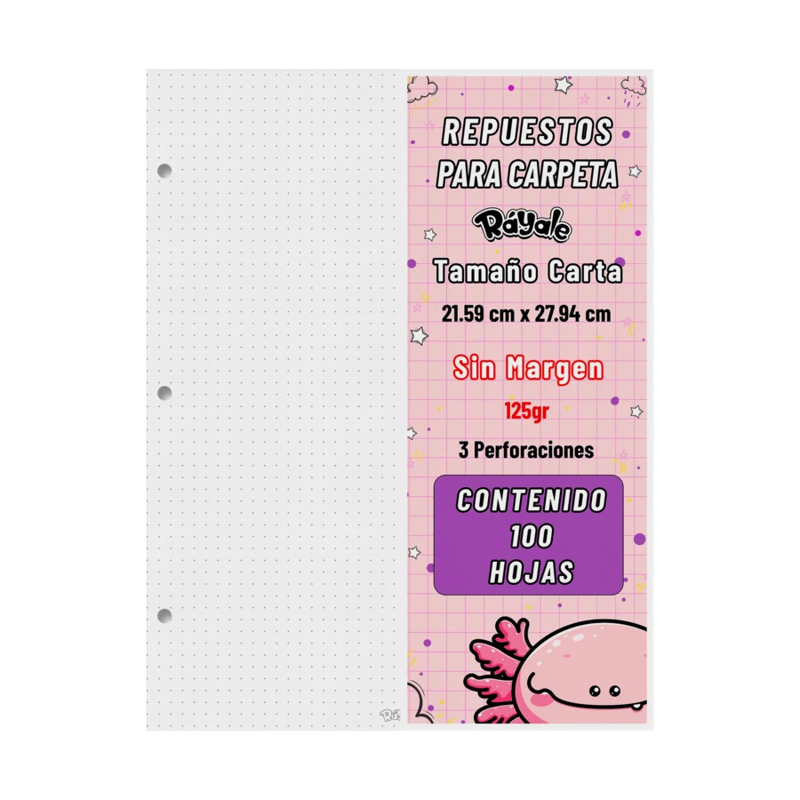 Rayale 100 Hojas De Repuesto Para Carpeta Sin Margen De 125gr Tamaño Carta Ráyale - Blanco y Negro - Ver 1