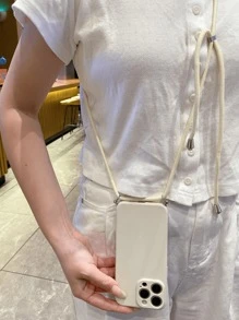 Schlüsselanhänger, Schlüsselband 1 Stück beige Zauberwürfel quadratische Handyhülle + Seil, stoßfest kompatibel mit Apple/Redmi/VIVO/OPPO