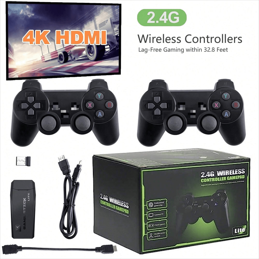 Neuer verbesserter M8 Game Stick 4K TV-Spielekonsole Eingebauter 20000+ 2,4G Dual Wireless Stick 64GB 3D-Spiele für PS1 SFC