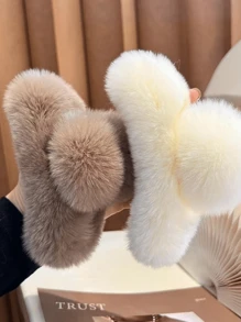 New Large Artificial Simulation Rex Rabbit Hair Clip Net Celebrity Super Large Hair Clip Cute Mink Plush Hair Claw Head Ornament Back Of The Head Hair Clip