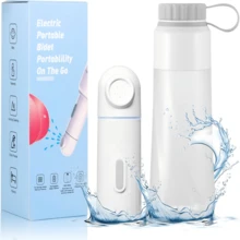 便携式电动冲洗器 - 可充电手持式产后及旅行清洁设备，350毫升可拆卸水瓶，2种压力模式，IPX7级防水，标准水瓶适配器，Type-C充电，适用于成人及儿童护理，孕期适用