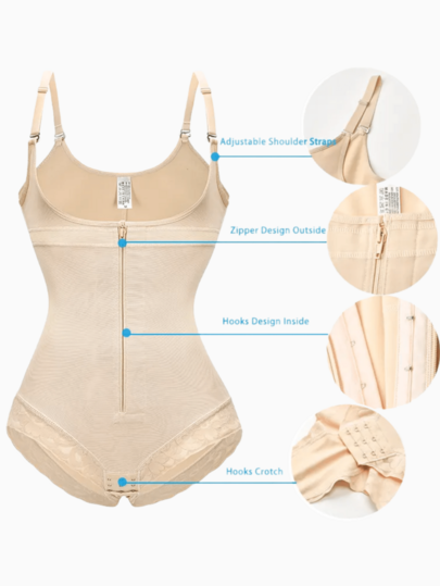 موجّه الشكل للنساء ، بدلة التشكيل ، شورت تحكم في البطن ، تقوية الخصر ورفع الأرداف ، ألوان داكنة لأسفل الجسم ، بدلة سحاب ، للارتداء اليومي