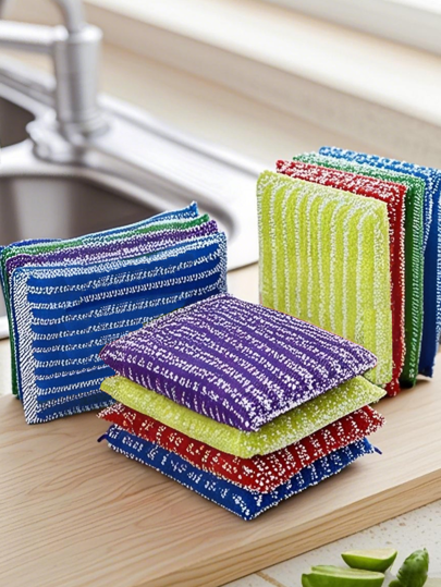 Four-Packing, Kitchen Dishwashing Sponge, Pot Brush Artifact, Household Double-Sided Cleaning Sponge Wipe, Scrubbing Pad, Kitchen Scrubbing Sponge, Cleaning Supplies, Cleaning Tools, Back-To-School Supplies