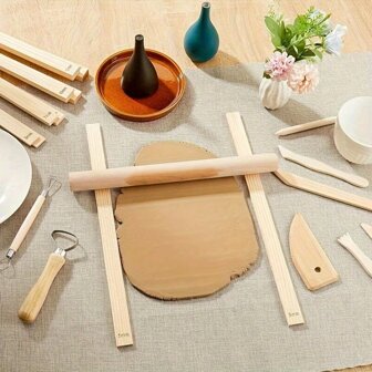 10pcs Pottery Rolling Depth Guide Sticks And Wooden Rolling Pin Set, 3mm 5mm 7mm 10mm 12mm Wooden Rolling Out Sticks, Thickness Strips For Craft Pottery Polymer Clay (5 Sizes)