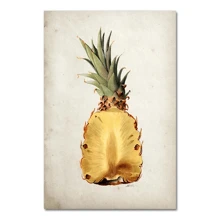 1pc Fruit Kitchen Vintage Antique Canvas Painting Pear Apple Orange Pineapple Wall Art Decorative Picture Canvas Painting Optional Frame