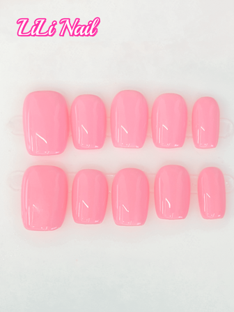 10 Pcs Pure Hand-Made, Press-Type Nail Art, Short Square Simple Nail Plate, Light Pink Nail Polish, Lovely Cartoon Elegant Luxury Simple Nail Plate Spring And Summer Nail Plate, Holiday, Lovely Sweet Nail Plate Paste Fake Nail Plate, Daily Nail Plate Holiday Nail Plate, Office Nail Plate Suitable For Women Travel Party Dating