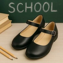 1 Par De Zapatos Para Niñas Con Punta lisos escolares casualesDecorada Con Flores, Cordones Elásticos Y Diseño De Talón Que Es Fácil De Poner Y Quitar, Planos Y Versátiles Para La Primavera Y El Otoño balerinas para fiestas lisos recubierto - Negro - Ver 2