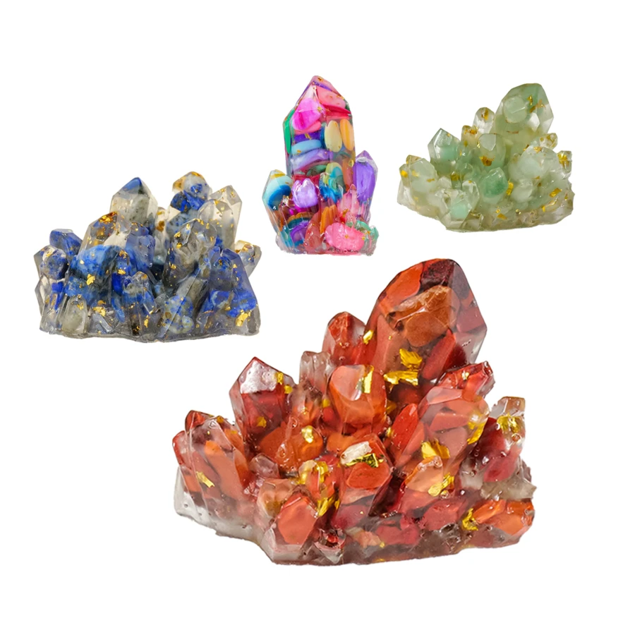 1 件天然水晶碎片树脂手工制作 DIY 水晶簇雕塑装饰品 - 滴膠晶簇 - 查看 1
