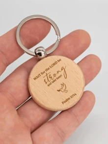 1 件基督教木制钥匙扣，圣经经文励志木制钥匙扣，具有力量和舒适度，适合男士和女士，教堂，带有信仰之光的钥匙扣，精神指导，以圣经的名义，传达恩典和力量汽车配件包饰