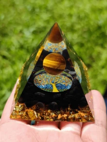 Kim tự tháp năng lượng Orgonite Reiki, quả cầu thạch anh tím tự nhiên, tinh thể chữa bệnh, dụng cụ luân xa, đồ trang trí, đá nhựa, đồ thủ công kim tự tháp trang trí nhà cửa, quà tặng, đồ trang trí để bàn bằng nhựa pha lê sáng tạo, thích hợp cho Giáng sinh, Halloween, Ngày của Cha. - Ngôi sao năm cánh màu xanh - Xem 6