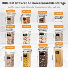 5/7/10/12/15/18/24/30 Pieces Sealed Food Storage Containers With Lids - Plastic Kitchen Storage Containers For Organizing And Storing Cereals, Rice, Pasta, Flour And Sugar With Labels And Pens Included.