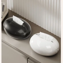 1 件椭圆形亚克力纸巾盒，美观实用的设计，奢华外观适合家庭/办公室，质地光滑，容量大，方便取纸巾，提升生活氛围 - 彩色 - 查看 2