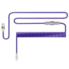 ATTACK SHARK C01 超长螺旋 USB-C 转 A 机械键盘连接线，RGB 灯效插头，双层编织游戏线，带可拆卸金属航空插头，适用于主流游戏主机、键盘和鼠标 - 彩色 - 查看 10