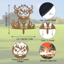 1 Stück Cartoon Kuh geformt Gartenstecker Dekor, niedlich für Garten, Pflanzer, Rasen, Bauernhof, Cut Out