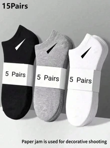15/10/9/1 pares de calcetines unisex, calcetines deportivos, calcetines de moda, calcetines tobilleros blancos/negros/grises, colores lisos y estilo sencillo, aptos para uso casual diario