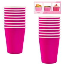 24/48 件热粉色纸杯，9 盎司一次性咖啡杯茶杯，冷热饮料杯生日婚礼派对用品节日野餐派对用品，适用于餐厅、餐车、厨房、办公室情人节 - 粉色 - 查看 3