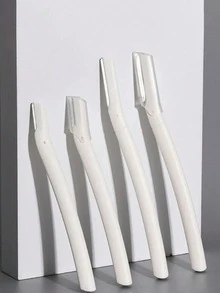 4pcs High-Quality Eyebrow Razor Set With Guard, Suitable For Beginners, Men & Women, Beauty Tool Kit, Micro-Blade, Anti-Scratch, For Commercial And Home Use - White - View 1