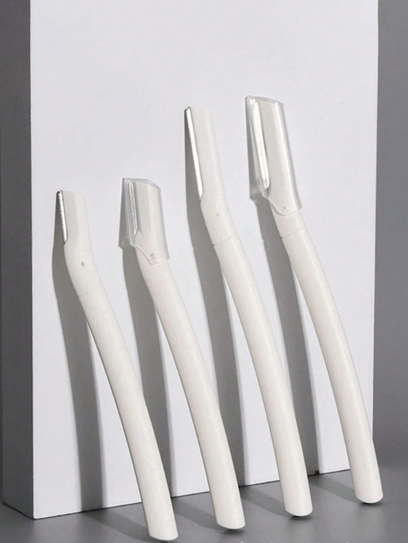4pcs High-Quality Eyebrow Razor Set With Guard, Suitable For Beginners, Men & Women, Beauty Tool Kit, Micro-Blade, Anti-Scratch, For Commercial And Home Use - White - View 1
