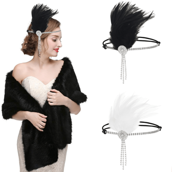 1 pieza, Diadema con flecos de strass estilo Hepburn de la serie Gatsby vintage de los años 20, elegante y decorativa, adecuada para fiestas de maquillaje, despedidas de soltero, regalos de verano para familiares y amigos, diadema, turbante, diadema deportiva