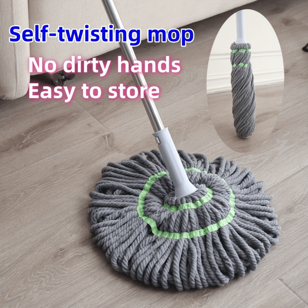 1pc Hands-Free Rotating Mop - Stainless Steel Rotary Cleaning Tool, Suitable For Hardwood Floors, Tiles And Walls - Yellow And White Design, No Need To Wash Hands, Ideal For Bedroom, Bathroom And Living Room, Home Cleaning Tool