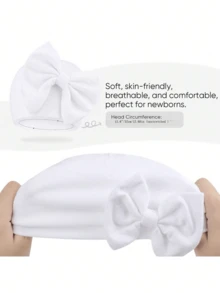 3 件套新生儿多层帽子 + 防抓手套，透气柔软 - 彩色 - 查看 2