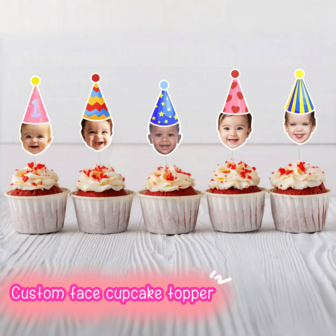 Custom Face Cupcake Topper - First Birthday Party Decor, Face Cut Out, Personalized Cake Decoration, Birthday Decoration, Face Cupcake Topper, Custom Face Cupcake, First Birthday, Birthday Decor, Face On A Stick, Printable Topper, Party Decoration, Birthday Party, Editable Topper, Face Topper, Dog Party, Birthday Party, Cupcake Topper, Multi-Functional, Ornamental, High-Quality