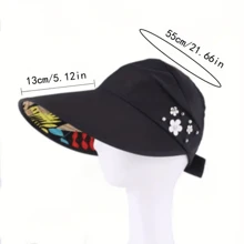 Sombrero de ala ancha para mujer 2025 - Protector, plegable y transpirable, decorado con perlas falsas y flores, sombrero de playa con escote, adecuado para playa, picnic y actividades al aire libre, sombrero de protección solar
