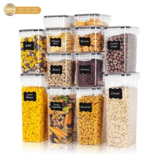 5/7/10/12/15/18/24/30 Pieces Sealed Food Storage Containers With Lids - Plastic Kitchen Storage Containers For Organizing And Storing Cereals, Rice, Pasta, Flour And Sugar With Labels And Pens Included.
