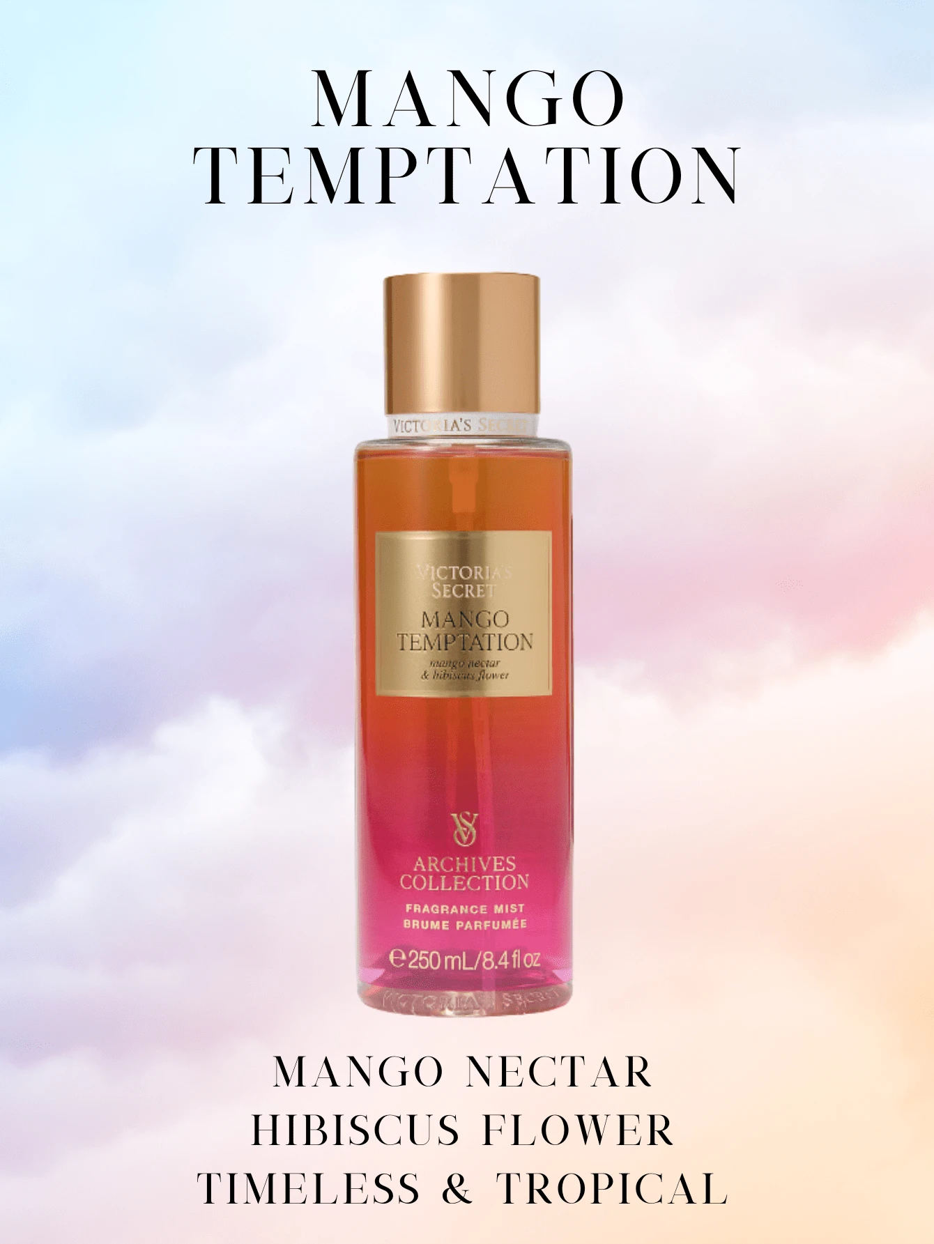 Victoria's Secret VS Body Mist Fine Fragrances Pink Perfume Bombshell Sexy - Mango Temptation - View 1