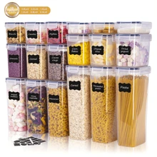 5/7/10/12/15/18/24/30 Pieces Sealed Food Storage Containers With Lids - Plastic Kitchen Storage Containers For Organizing And Storing Cereals, Rice, Pasta, Flour And Sugar With Labels And Pens Included.