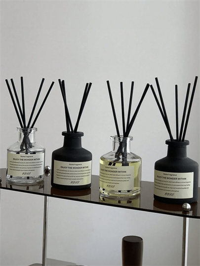5 Set (1 Bottle Of Fragrance Oil+4 Diffuser Sticks) Flameless Household Fragrance Oil Room Diffuser Set, With Long-Lasting Fragrance, Suitable For Bedrooms, Bathrooms, Living Rooms, Offices, Etc. Birthday Gift Graduation