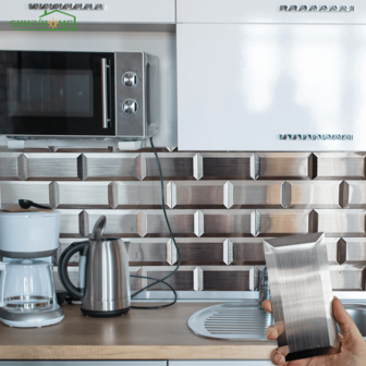 ShinyHome 3D Metal Wall Panels - Self-Adhesive Backsplash Tiles For Kitchen Bathroom RV - Heat Resistant Waterproof Stick On Decor - 100 Pack