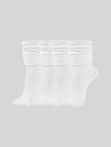 2双/4双装 女士秋冬针织袜，多层袜，女士紧身短袜，女士紧身过膝袜 - 彩色 - 查看 8