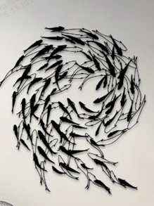 1 pièce Sculpture murale en métal décorative en forme de poisson - Décoration côtière contemporaine, thème animalier, sans électricité, ornement suspendu élégant