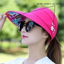 Sombrero de ala ancha para mujer 2025 - Protector, plegable y transpirable, decorado con perlas falsas y flores, sombrero de playa con escote, adecuado para playa, picnic y actividades al aire libre, sombrero de protección solar