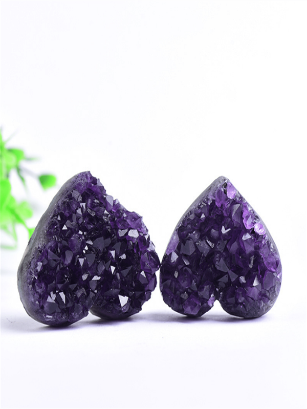 1 pieza Racimo de amatista natural, cueva de amatista con forma de corazón, piedra primitiva, bloque de mineral de amatista, decoración (3-7)