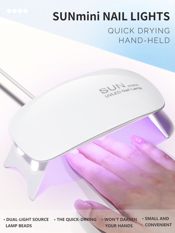 1 pieza Lámpara de uñas de 6 bombillas miniaturas blanca con forma de ratón, secadora de uñas con lámpara UV/LED portátil con cable de alimentación Micro USB para uso doméstico para secar gel