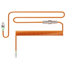 ATTACK SHARK C01 超长螺旋 USB-C 转 A 机械键盘连接线，RGB 灯效插头，双层编织游戏线，带可拆卸金属航空插头，适用于主流游戏主机、键盘和鼠标 - 彩色 - 查看 14