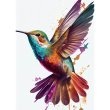 1PC Watercolor Colorful Birds Hummingbird Flower Wall Art Canvas Painting For Living Room Home Decor Optional Frame