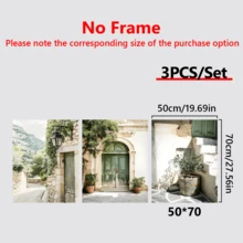 3件套波西米亚风墙饰套装，绿色马略卡风格门挂海报，橄榄树和花卉植物主题墙画，简约家居装饰，适用于客厅、卧室、浴室、厨房、办公室，帆布材质（可选画框）