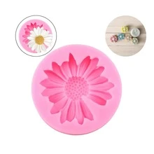 Silicone Mold Flower 1 Cav Daisy Soap Resin Biscuit Candles - Hồng - Xem 1