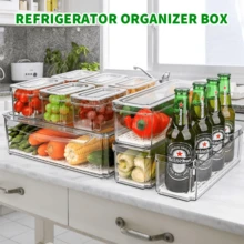 7/10PS Fridge Box Holder Kitchen Clear Organiser Cupboard Food Storage Container Stackable With Lid Set - Transparent - 10PCS - View 2