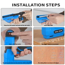 2-In-1 Cordless Nail Gun, 3.7V USB Powered Lithium Battery, Portable Electric Straight & Staples Tool For Woodworking, DIY, Home Renovation, Indoor Use, With Attached Accessories, 1500mAh Rechargeable Battery