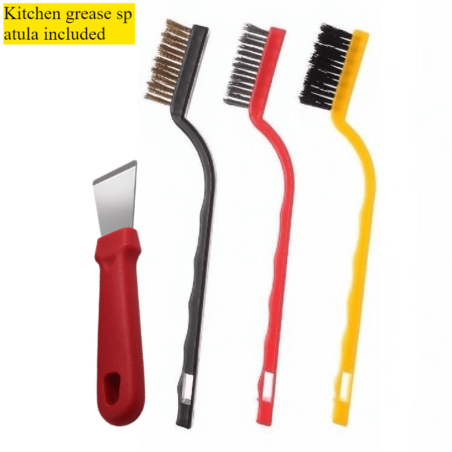 3-Pack Kitchen Gas Stove Cleaning And Descaling, Stainless Steel Wire Brush, Kitchen Faucet Groove Brush/Gap Brush, Plus Kitchen Grease Shovel